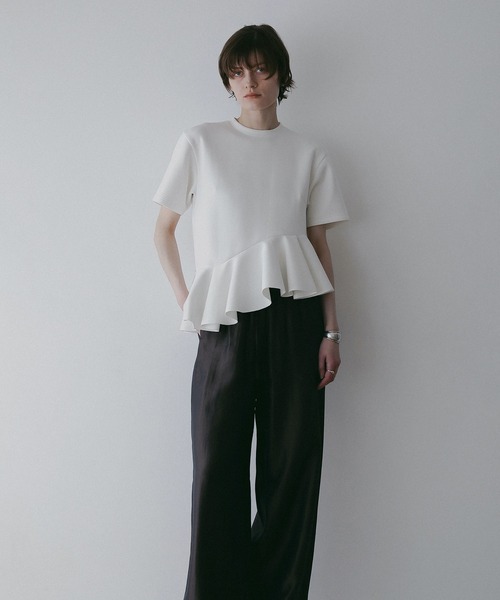 MANOF（マノフ）の「FRILL DESIGN CUT TOPS（Tシャツ/カットソー・レディース・ブラック/パープル/ホワイト・F）」の12枚目の写真