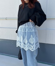 ISOOK | 【ISOOK / アイスー】 レースドッキングタンクトップ / ノースリーブ チュニック 裾レース スカラップレース バイカラー 無地 黒 グレー ブラック ZOZOTOWN限定(タンクトップ)