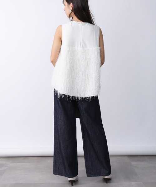 PICCIN（ピッチン）の「フェザー切り替えノースリーブブラウス（シャツ/ブラウス・レディース・アイボリー/ブラック・M）」の19枚目の写真