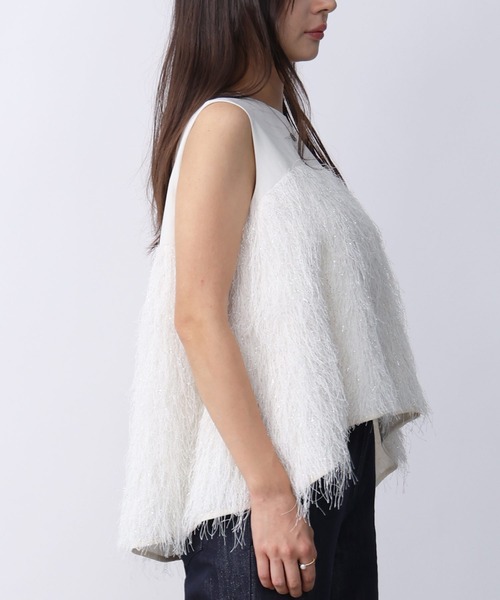 PICCIN（ピッチン）の「フェザー切り替えノースリーブブラウス（シャツ/ブラウス・レディース・アイボリー/ブラック・M）」の10枚目の写真