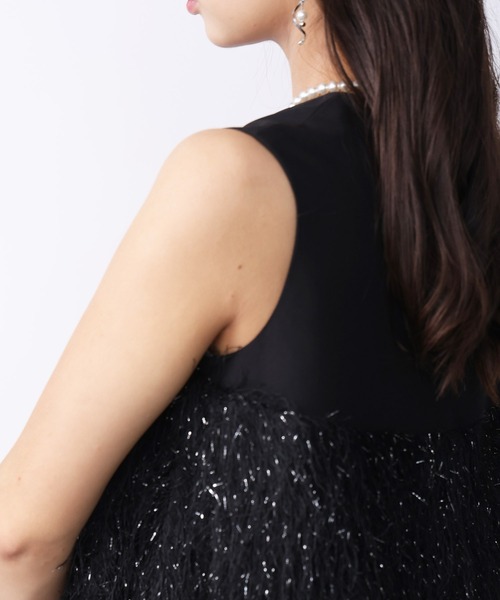 PICCIN（ピッチン）の「フェザー切り替えノースリーブブラウス（シャツ/ブラウス・レディース・アイボリー/ブラック・M）」の5枚目の写真