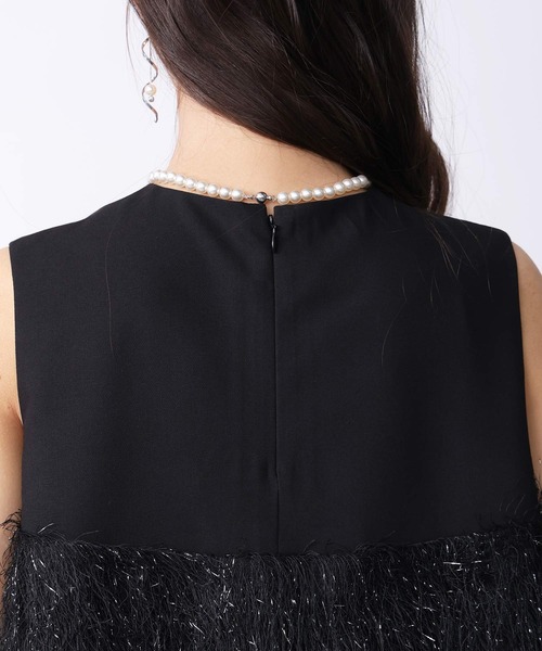 PICCIN（ピッチン）の「フェザー切り替えノースリーブブラウス（シャツ/ブラウス・レディース・アイボリー/ブラック・M）」の6枚目の写真