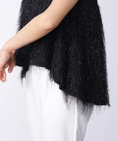 PICCIN（ピッチン）の「フェザー切り替えノースリーブブラウス（シャツ/ブラウス・レディース・アイボリー/ブラック・M）」の4枚目の写真