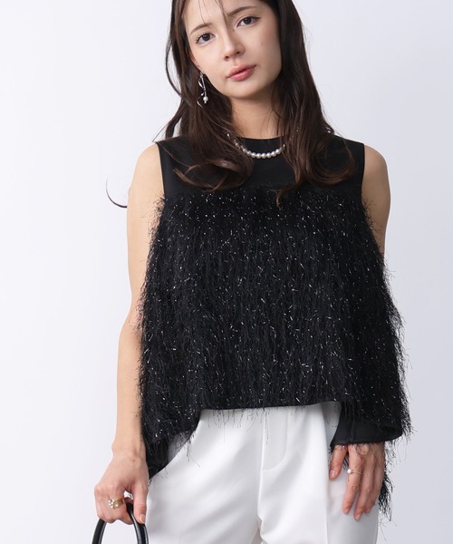 PICCIN（ピッチン）の「フェザー切り替えノースリーブブラウス（シャツ/ブラウス・レディース・アイボリー/ブラック・M）」の20枚目の写真