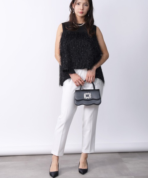 PICCIN（ピッチン）の「フェザー切り替えノースリーブブラウス（シャツ/ブラウス・レディース・アイボリー/ブラック・M）」の15枚目の写真