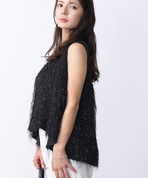 PICCIN（ピッチン）の「フェザー切り替えノースリーブブラウス（シャツ/ブラウス・レディース・アイボリー/ブラック・M）」の21枚目の写真