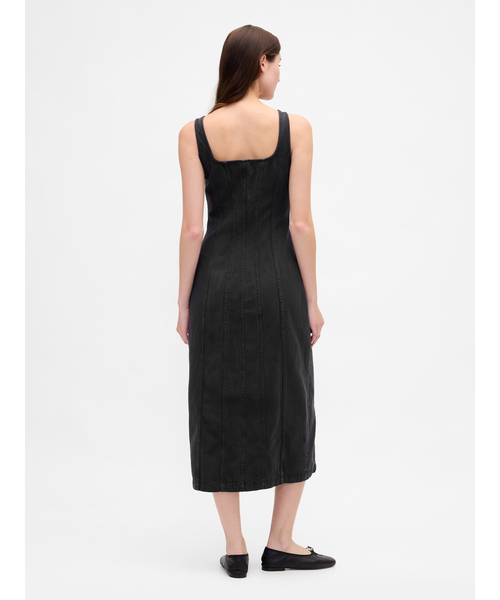 GAP(ギャップ)の「シーム フロントボタン ミディワンピース(ワンピース・レディース・ブラック・S/M/L/XS/XXS)」の2枚目の写真