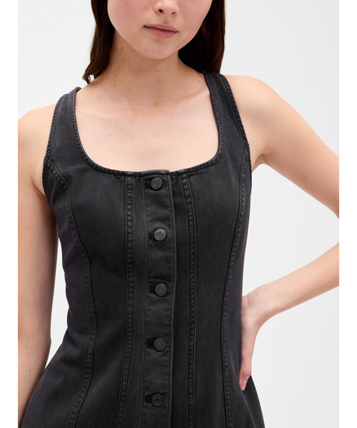 GAP(ギャップ)の「シーム フロントボタン ミディワンピース(ワンピース・レディース・ブラック・S/M/L/XS/XXS)」の4枚目の写真