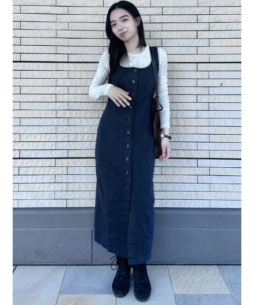 GAP(ギャップ)の「シーム フロントボタン ミディワンピース(ワンピース・レディース・ブラック・S/M/L/XS/XXS)」の7枚目の写真