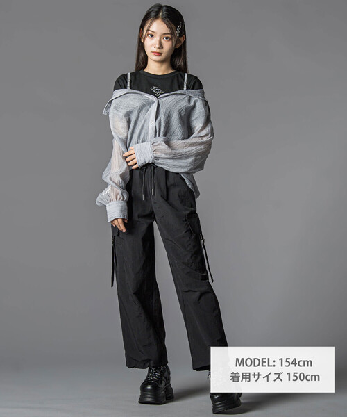 ZIDDY（ジディ）の「オフショルダー2WAY長袖シャツ＆半袖Tシャツセット(130~160cm)（シャツ/ブラウス・キッズ・パープル/グレー・FREE/130cm/140cm/150cm）」の12枚目の写真