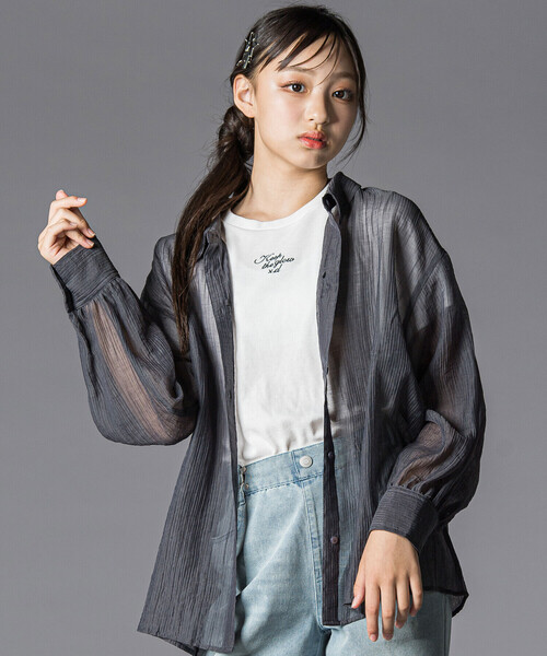 ZIDDY（ジディ）の「オフショルダー2WAY長袖シャツ＆半袖Tシャツセット(130~160cm)（シャツ/ブラウス・キッズ・パープル/グレー・FREE/130cm/140cm/150cm）」の14枚目の写真