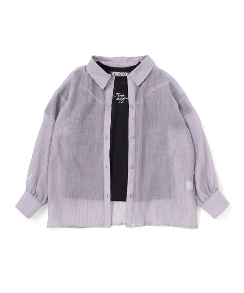 ZIDDY（ジディ）の「オフショルダー2WAY長袖シャツ＆半袖Tシャツセット(130~160cm)（シャツ/ブラウス・キッズ・パープル/グレー・FREE/130cm/140cm/150cm）」の5枚目の写真