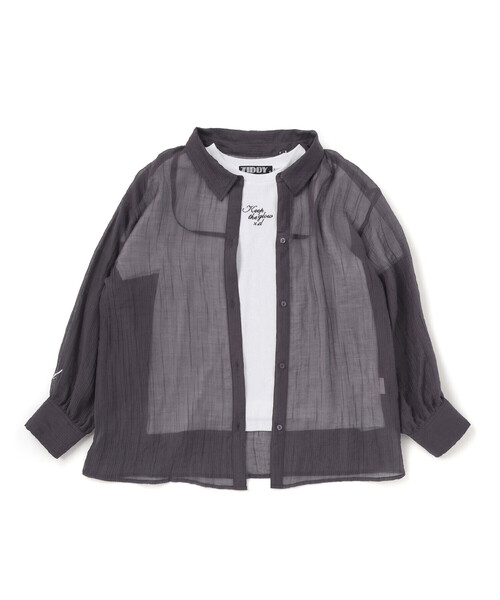 ZIDDY（ジディ）の「オフショルダー2WAY長袖シャツ＆半袖Tシャツセット(130~160cm)（シャツ/ブラウス・キッズ・パープル/グレー・FREE/130cm/140cm/150cm）」の11枚目の写真