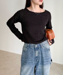 fredy emue | ラメテレコボートネックプルオーバー(Tシャツ/カットソー)