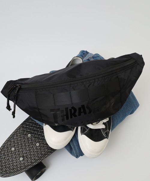 THRASHER(スラッシャー)の「THRASHER ウエストバッグ ショルダーバッグ キーフック付き 男女兼用(ショルダーバッグ・メンズ・ブラック/ダークグリーン/ホワイト・FREE)」の2枚目の写真
