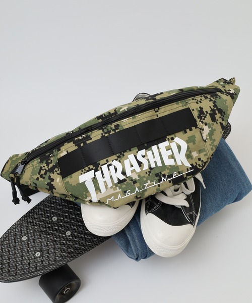 THRASHER(スラッシャー)の「THRASHER ウエストバッグ ショルダーバッグ キーフック付き 男女兼用(ショルダーバッグ・メンズ・ブラック/ダークグリーン/ホワイト・FREE)」の3枚目の写真