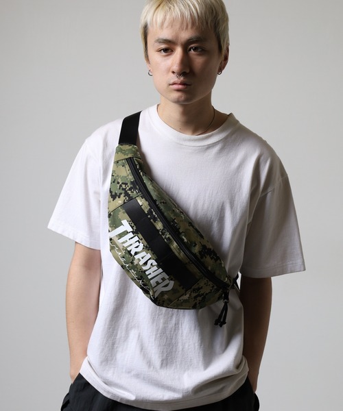 THRASHER(スラッシャー)の「THRASHER ウエストバッグ ショルダーバッグ キーフック付き 男女兼用(ショルダーバッグ・メンズ・ブラック/ダークグリーン/ホワイト・FREE)」の20枚目の写真