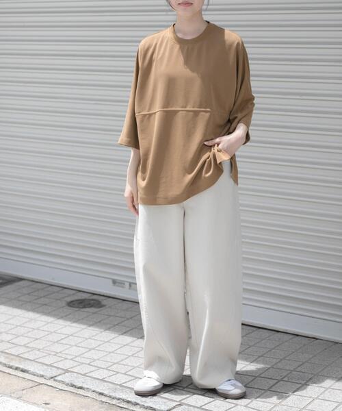 FORK&SPOON（フォークアンドスプーン）の「FORK&SPOON　ガーメントダイツイルカーブパンツ（その他パンツ・レディース・アイボリー/チャコールグレー・1/2）」の8枚目の写真