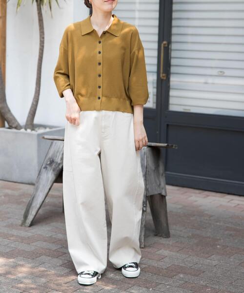 FORK&SPOON（フォークアンドスプーン）の「FORK&SPOON　ガーメントダイツイルカーブパンツ（その他パンツ・レディース・アイボリー/チャコールグレー・1/2）」の16枚目の写真