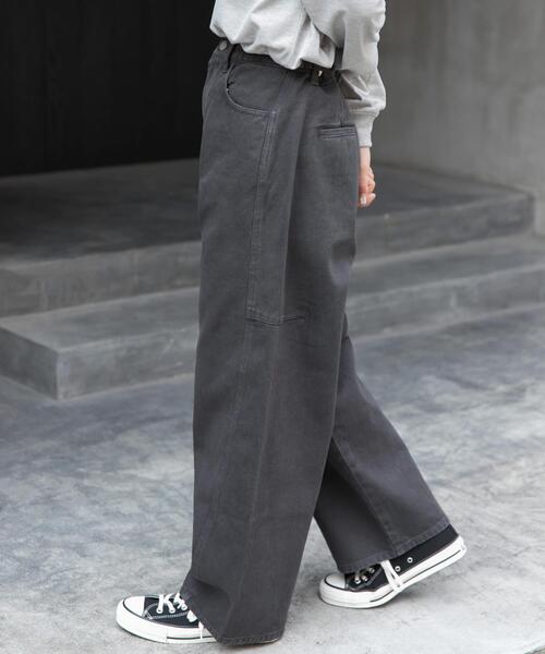 FORK&SPOON（フォークアンドスプーン）の「FORK&SPOON　ガーメントダイツイルカーブパンツ（その他パンツ・レディース・アイボリー/チャコールグレー・1/2）」の20枚目の写真