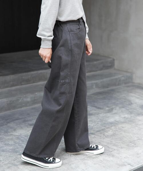 FORK&SPOON（フォークアンドスプーン）の「FORK&SPOON　ガーメントダイツイルカーブパンツ（その他パンツ・レディース・アイボリー/チャコールグレー・1/2）」の22枚目の写真