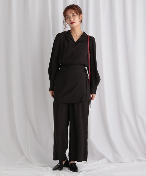 mysty woman（ミスティウーマン）の「R/Tカイキンコンビネゾン　591111（つなぎ/オールインワン・レディース・ブラック/ベージュ・FREE）」の3枚目の写真