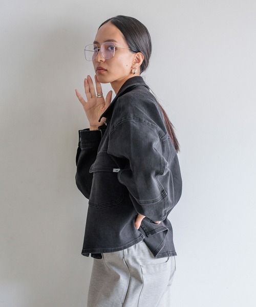 HEREIAM（ヘレイアム）の「【HEREIAM】Flexデニムシャツ（シャツ/ブラウス・レディース・インディゴブルー/ブラック・FREE）」の9枚目の写真