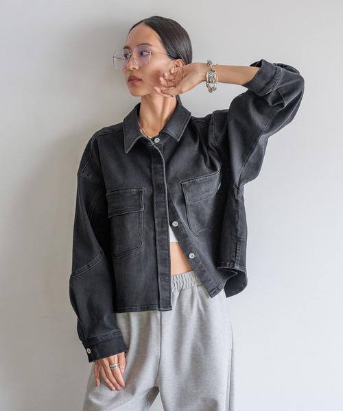 HEREIAM（ヘレイアム）の「【HEREIAM】Flexデニムシャツ（シャツ/ブラウス・レディース・インディゴブルー/ブラック・FREE）」の10枚目の写真