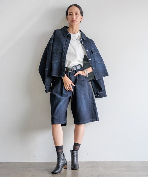 HEREIAM（ヘレイアム）の「【HEREIAM】Flexデニムシャツ（シャツ/ブラウス・レディース・インディゴブルー/ブラック・FREE）」の11枚目の写真