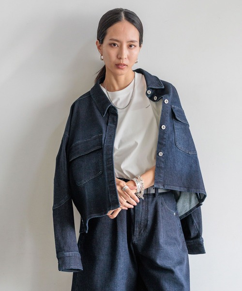 HEREIAM（ヘレイアム）の「【HEREIAM】Flexデニムシャツ（シャツ/ブラウス・レディース・インディゴブルー/ブラック・FREE）」の15枚目の写真