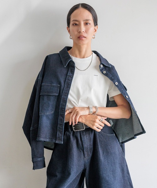 HEREIAM（ヘレイアム）の「【HEREIAM】Flexデニムシャツ（シャツ/ブラウス・レディース・インディゴブルー/ブラック・FREE）」の22枚目の写真