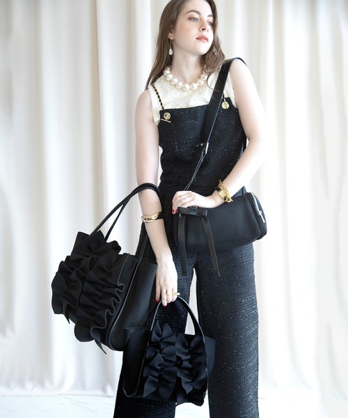 U（ユー）の「Moelleux モワルー フリルトートバッグ（トートバッグ・レディース・ブラック/ピンク/グレー/シルバー・FREE）」の8枚目の写真