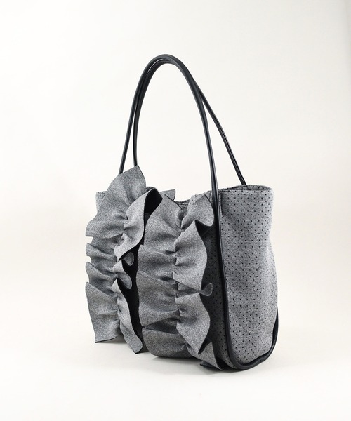 U（ユー）の「Moelleux モワルー フリルトートバッグ（トートバッグ・レディース・ブラック/ピンク/グレー/シルバー・FREE）」の18枚目の写真