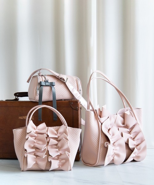 U（ユー）の「Moelleux モワルー フリルトートバッグ（トートバッグ・レディース・ブラック/ピンク/グレー/シルバー・FREE）」の7枚目の写真