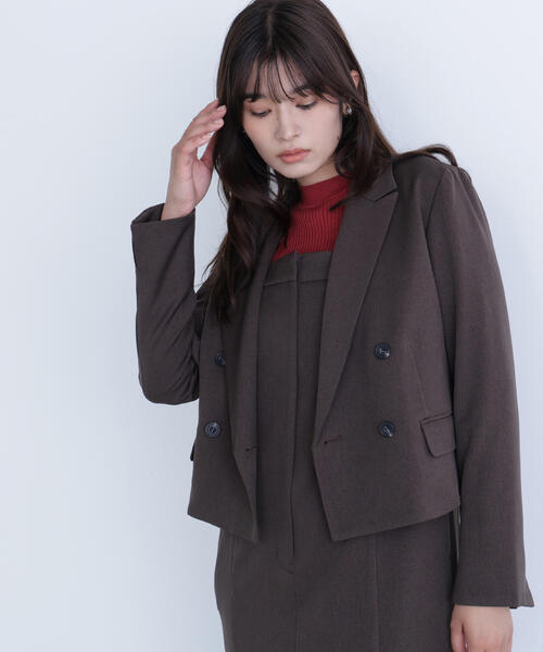 NATURAL BEAUTY BASIC（ナチュラルビューティーベーシック）の「◇ショートジャケット（テーラードジャケット・レディース・ダークブラウン/イエロー・MEDIUM/SMALL）」の5枚目の写真