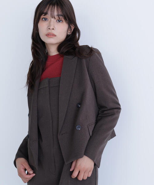 NATURAL BEAUTY BASIC（ナチュラルビューティーベーシック）の「◇ショートジャケット（テーラードジャケット・レディース・ダークブラウン/イエロー・MEDIUM/SMALL）」の9枚目の写真