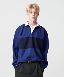 ラガーシャツ 長袖」に該当するブルー・ネイビー/青色系の