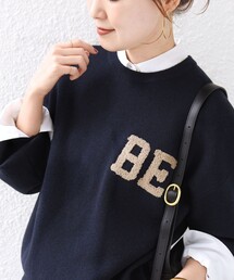 【WEB限定】〈手洗い可能〉サガラ 刺繍 ロゴ ニット プルオーバー