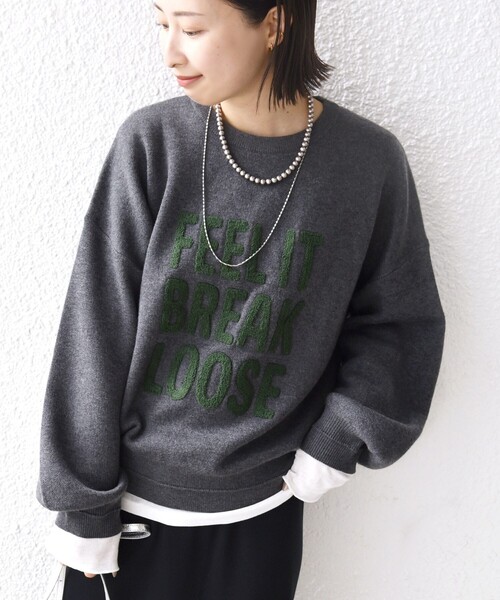 WEB限定】〈手洗い可能〉サガラ 刺繍 ロゴ ニット プルオーバー