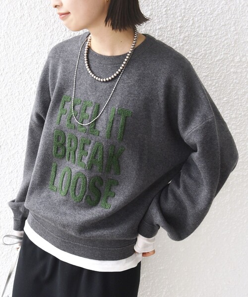 WEB限定】〈手洗い可能〉サガラ 刺繍 ロゴ ニット プルオーバー