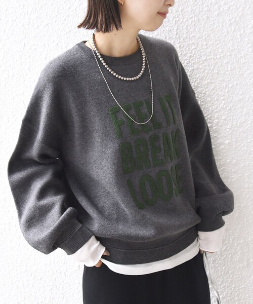 WEB限定】〈手洗い可能〉サガラ 刺繍 ロゴ ニット プルオーバー