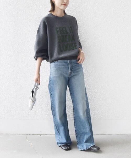 SHIPS（シップス）の「【WEB限定】〈手洗い可能〉サガラ 刺繍 ロゴ ニット プルオーバー（ニット/セーター・レディース・ブラウン/ネイビー/グレー/ナチュラル・ONE SIZE）」の7枚目の写真