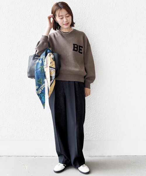 WEB限定】〈手洗い可能〉サガラ 刺繍 ロゴ ニット プルオーバー