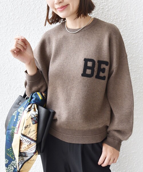 SHIPS（シップス）の「【WEB限定】〈手洗い可能〉サガラ 刺繍 ロゴ ニット プルオーバー（ニット/セーター・レディース・ブラウン/ネイビー/グレー/ナチュラル・ONE SIZE）」の15枚目の写真