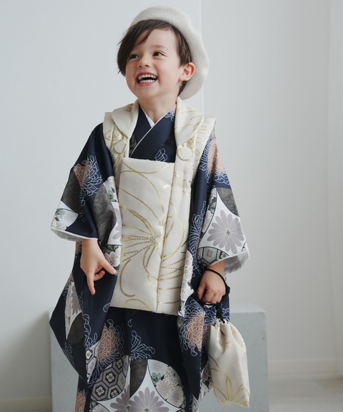 七五三3歳用被布コートセット 男の子 ひよこ商店 ベージュ金彩