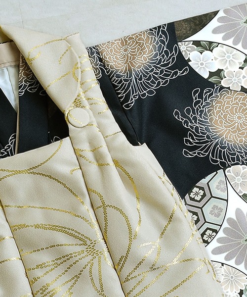 utataneひよこ商店七五三３歳用被布コートセット男の子ベージュ金彩×松文様 七五三3歳用被布コートセット 女の子 ひよこ商店 レトロ大正浪漫