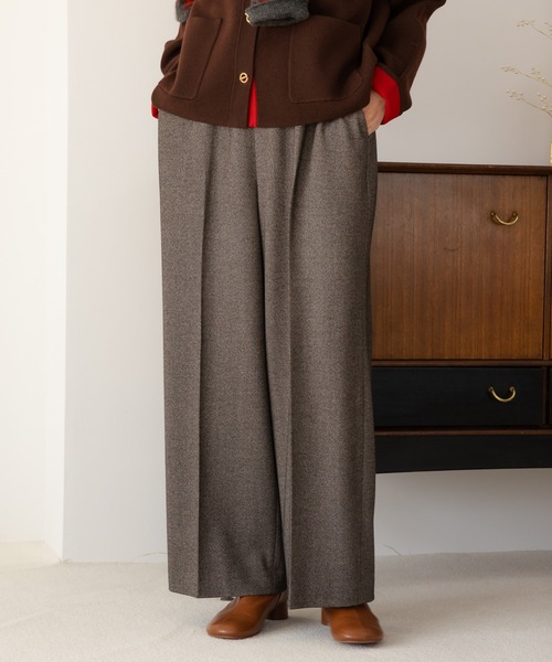 Elura（エルーラ）の「ウールライク柄ワイドパンツ/596039（その他パンツ・レディース・ブラウン/グレー・MEDIUM/LARGE/FREE(S)）」の2枚目の写真