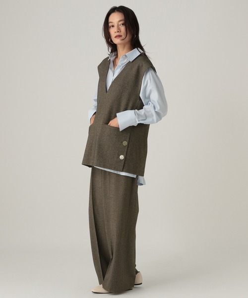 Elura（エルーラ）の「ウールライク柄ワイドパンツ/596039（その他パンツ・レディース・ブラウン/グレー・MEDIUM/LARGE/FREE(S)）」の22枚目の写真