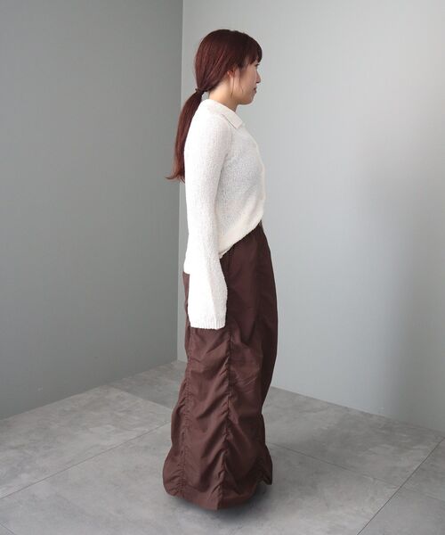 CRAFT STANDARD BOUTIQUE(クラフトスタンダードブティック)の「ドロストシャーリングデザインスカート(スカート・レディース・ブラウン/ブラック・FREE)」の9枚目の写真