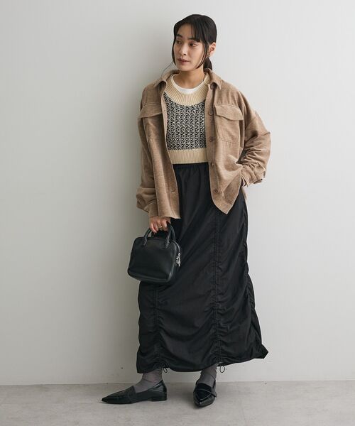 CRAFT STANDARD BOUTIQUE(クラフトスタンダードブティック)の「ドロストシャーリングデザインスカート(スカート・レディース・ブラウン/ブラック・FREE)」の14枚目の写真
